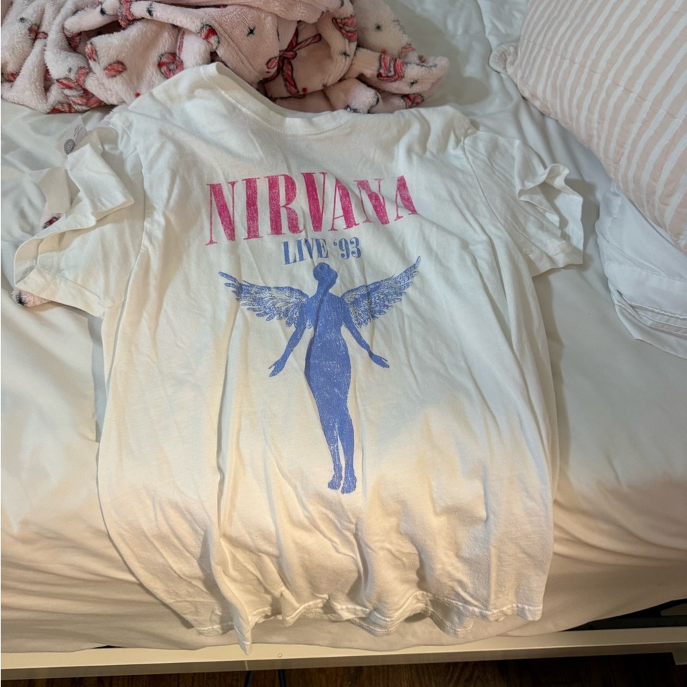 Target White Tee with Pink and Blue Graphic